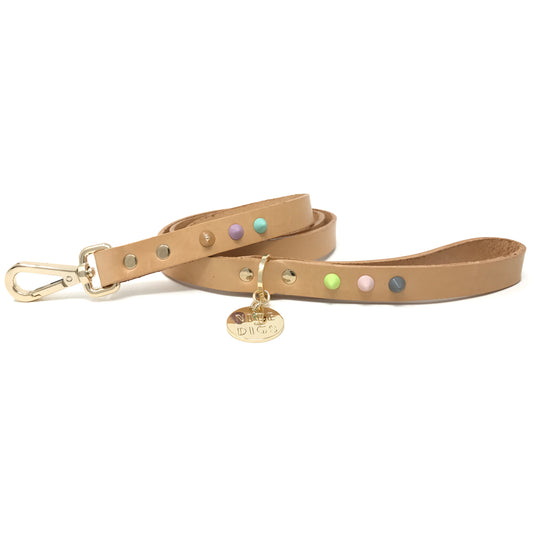 smooth spike dog leash (pastel party tan)