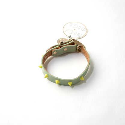 smooth spike dog collar (lime pistachio)