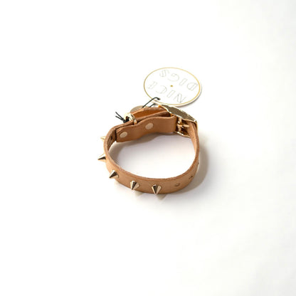 SMOOTH SPIKE DOG COLLAR GOLD TAN