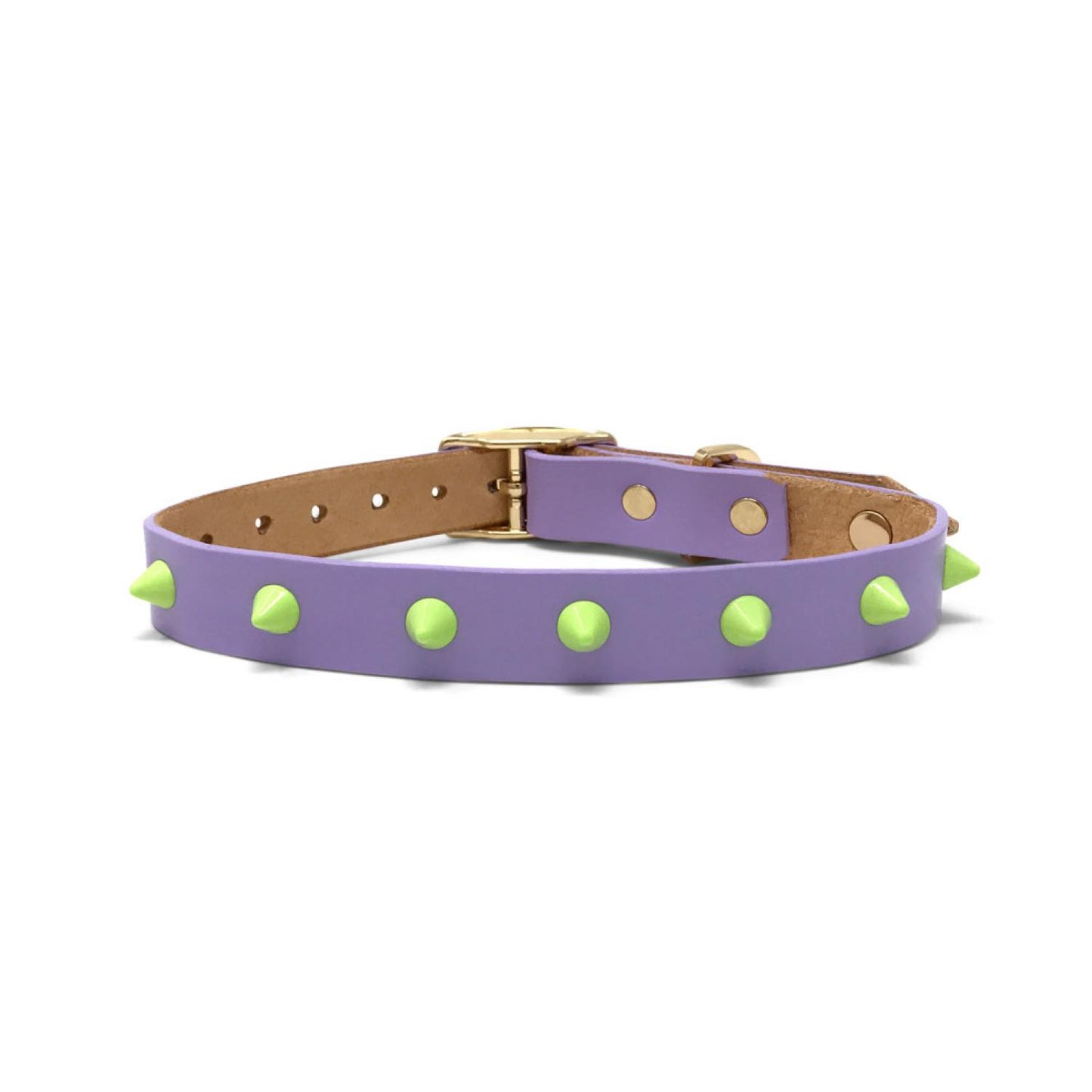 smooth spike dog collar (lime drops)